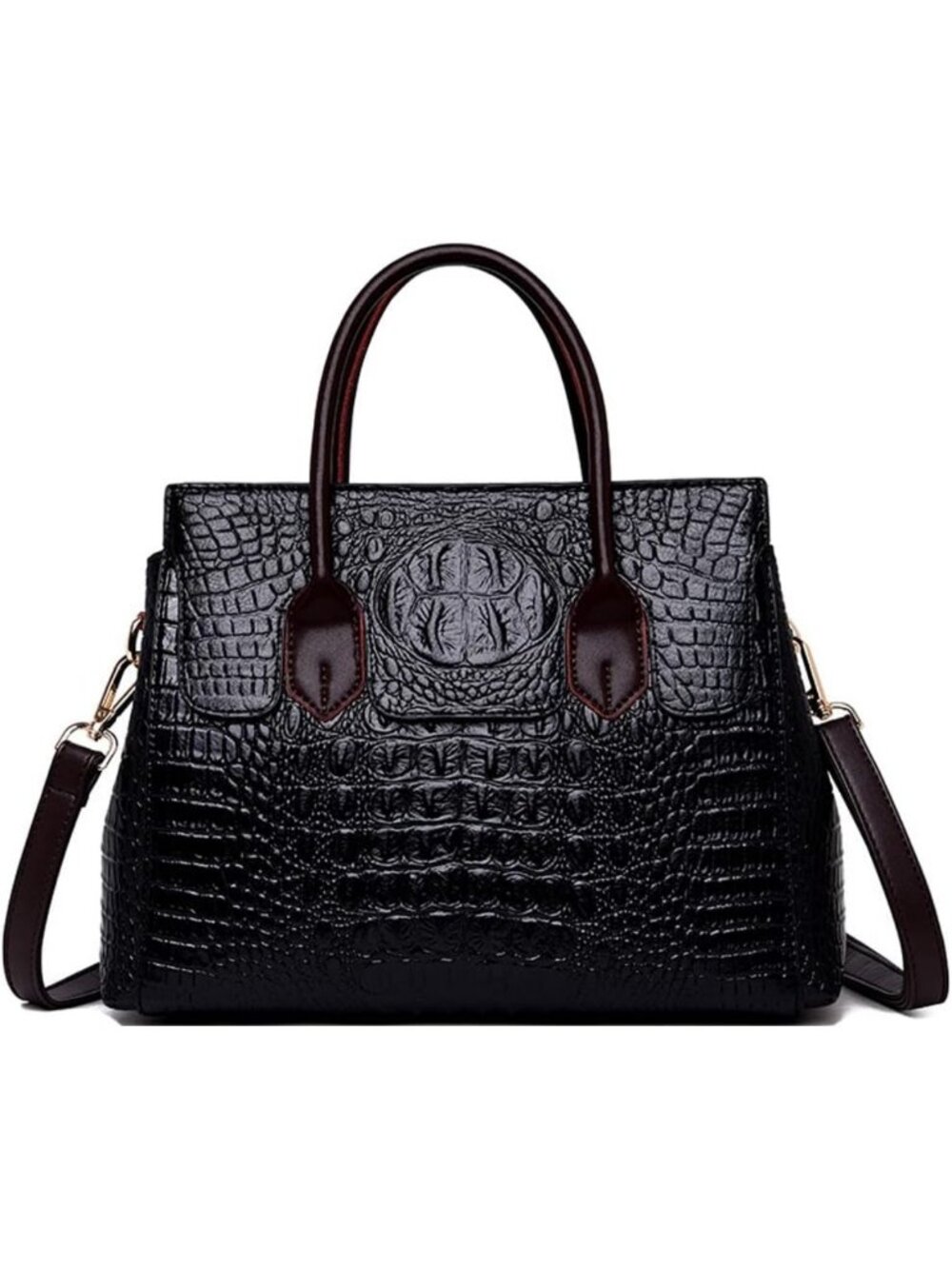 Stylish Women’s Faux Leather Crocodile Pattern Satchel Handbag & Shoulder Bag